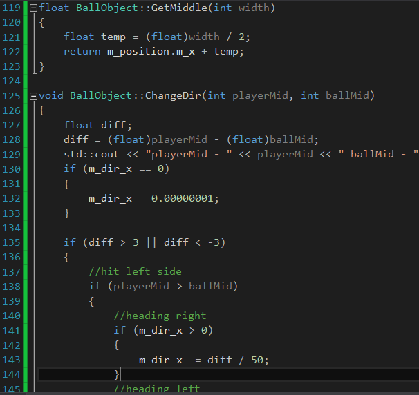 Changing directions depending on the distance between the center-points on collision