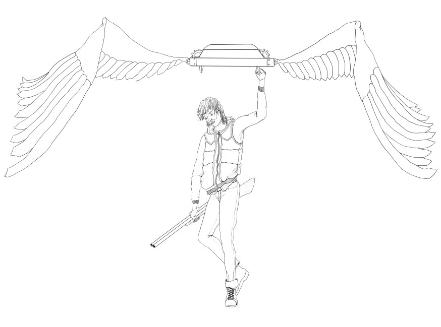 The line art of my character for clash of heavens