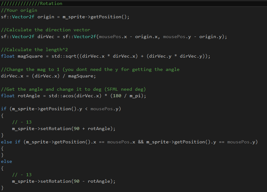 Code for the rotation
