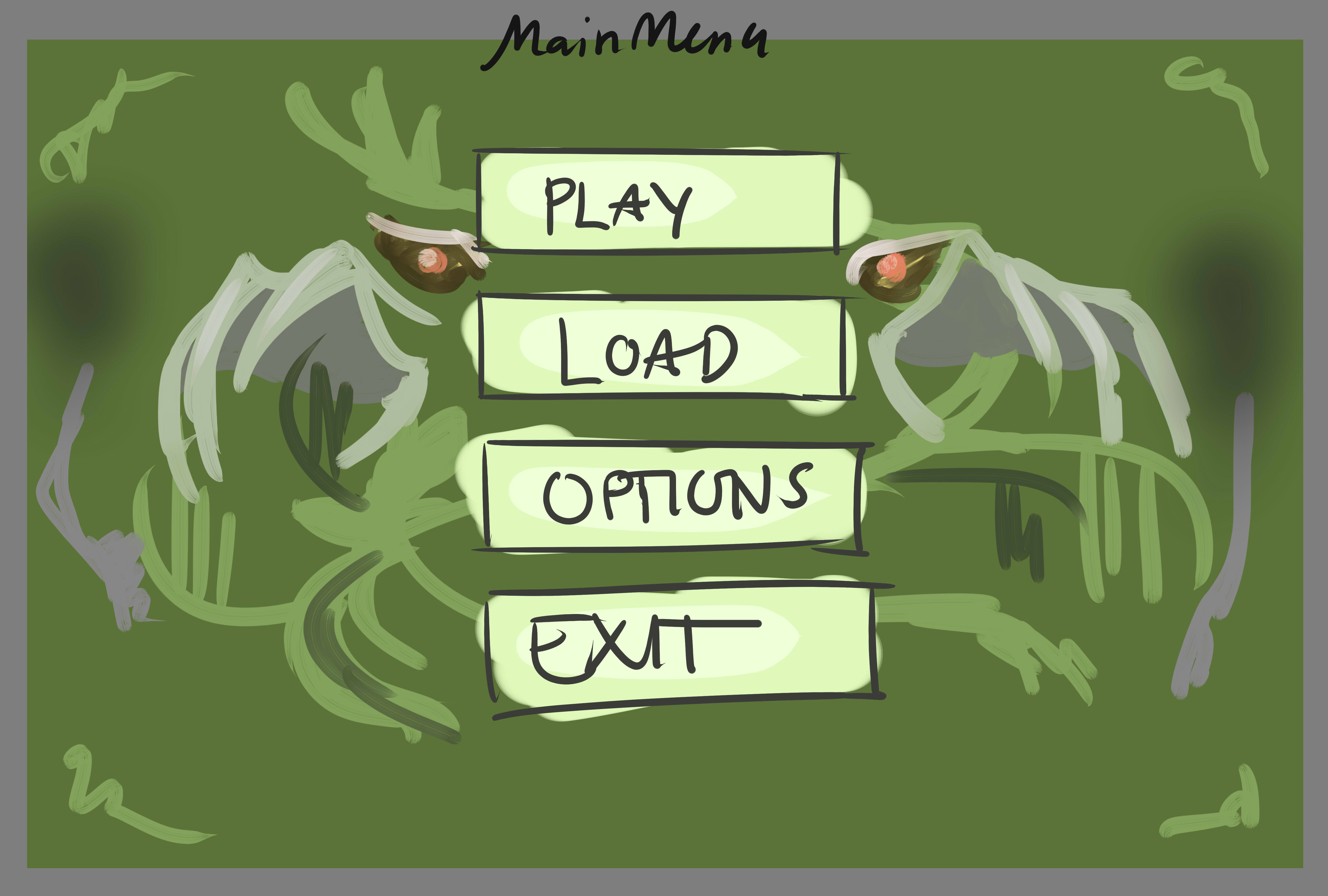 Above is an example of how the main menu would look like.  Artist: Eva Sokolova