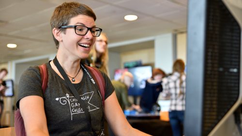 Sabine Harrer playing Amenti at the Gotland Game Conference 2017