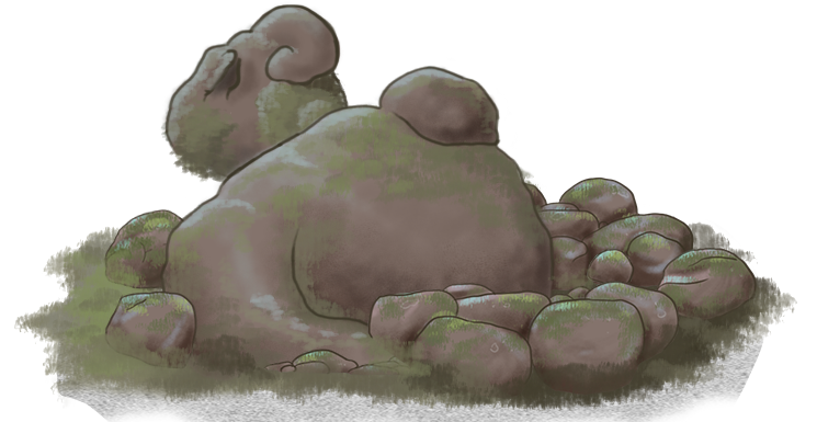 Rock or sleeping troll Side perspective Head up.png