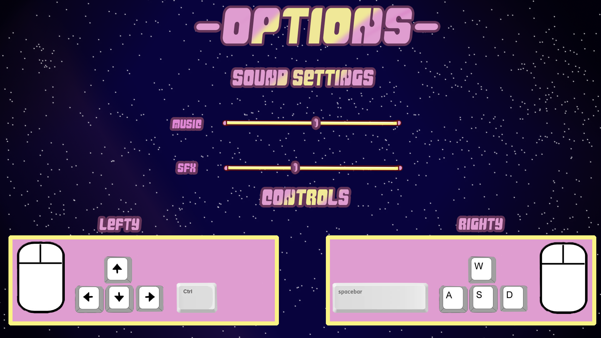 Options menu sfxcontrol